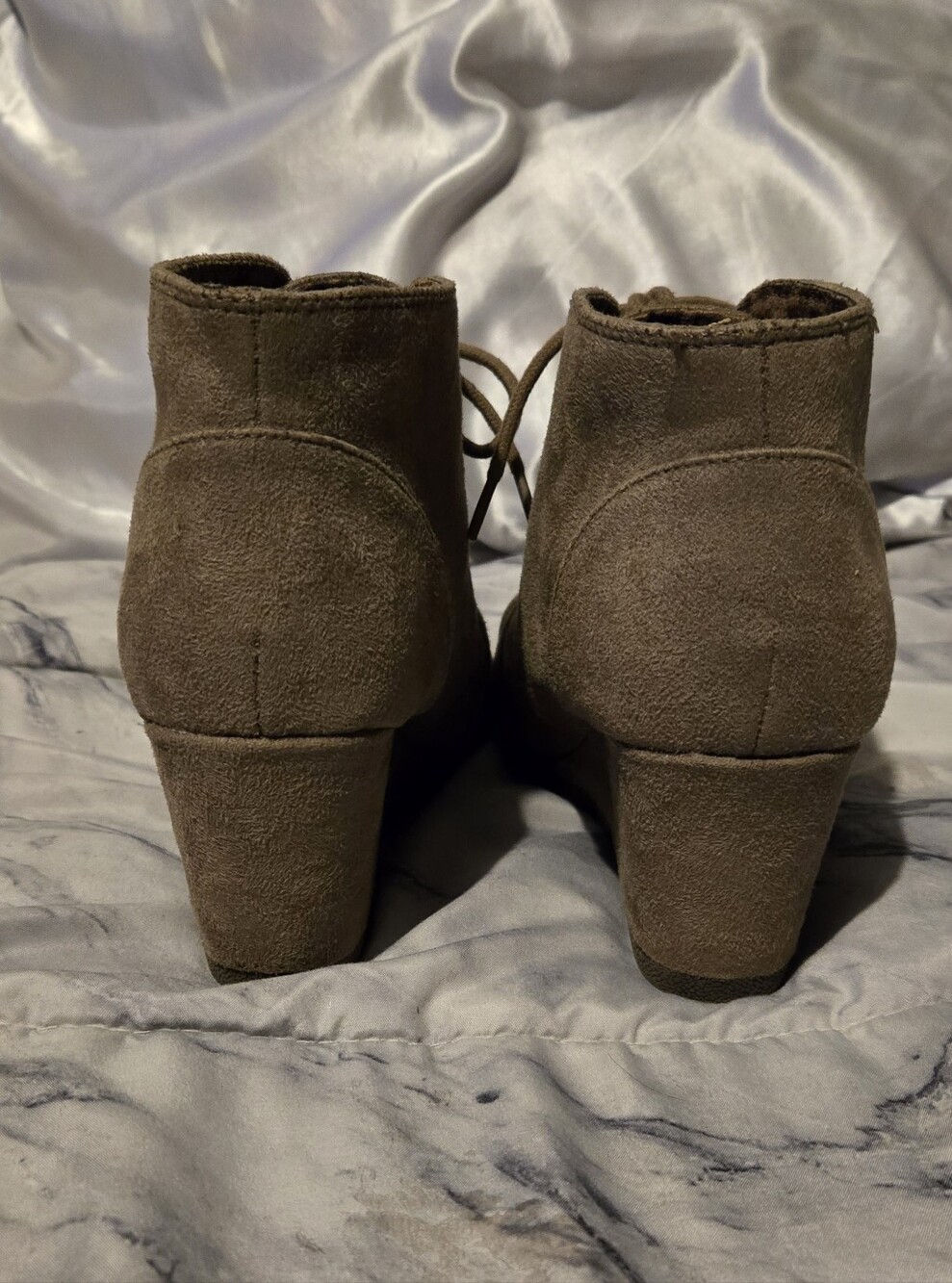 Cityclassified Taupe Suede Lace-Up Ankle Booties - Picture 3 of 6